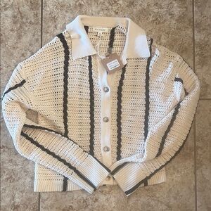 blu pepper Womens’s striped button down sweater